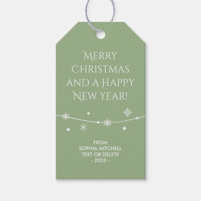 Trendy - Soft Greenish-Gray - Snowflake Geschenket Geschenkanhänger (Vorderseite)