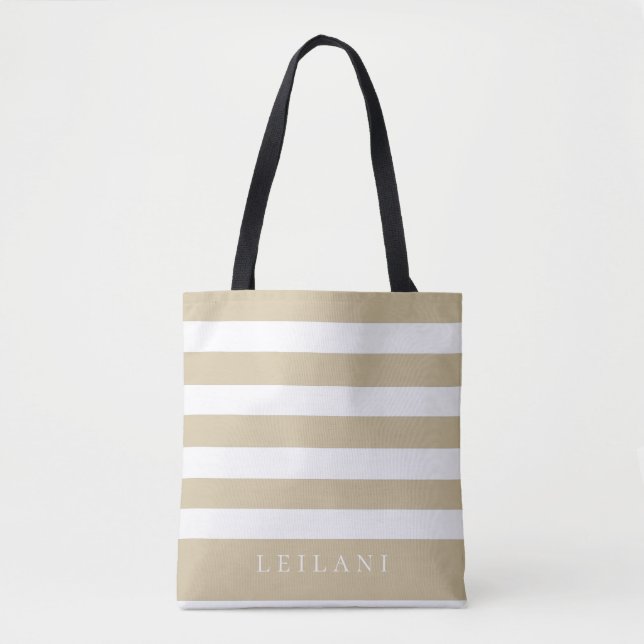 Trendy Sojabohnen Beige Streifenmuster Tasche (Vorderseite)