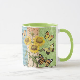 Trendy Sonnenblumen und Schmetterlinge Tasse