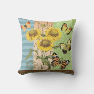 Trendy Sonnenblumen und Schmetterlingskissen Kissen