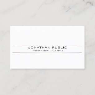 Trendy Sophisticy Gold White Minimal Schlicht Visitenkarte