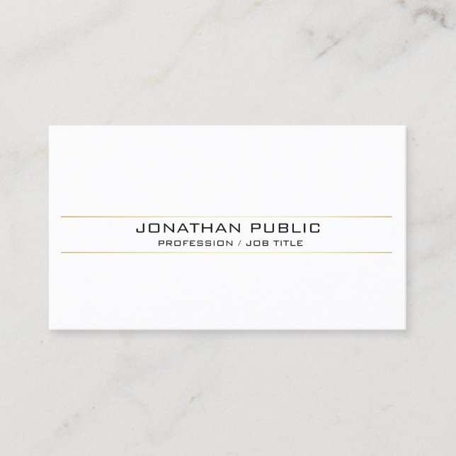 Trendy Sophisticy Gold White Minimal Schlicht Visitenkarte (Vorderseite)