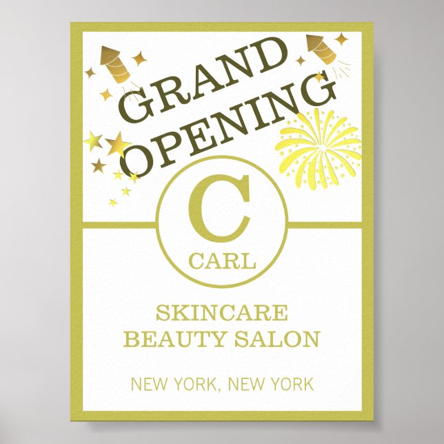 Trendy Spark Beauty Salon Monogram Business Progra Poster (Vorne)