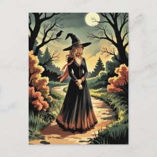 Trendy Spooky Halloween Hexenwald Crowl Postkarte