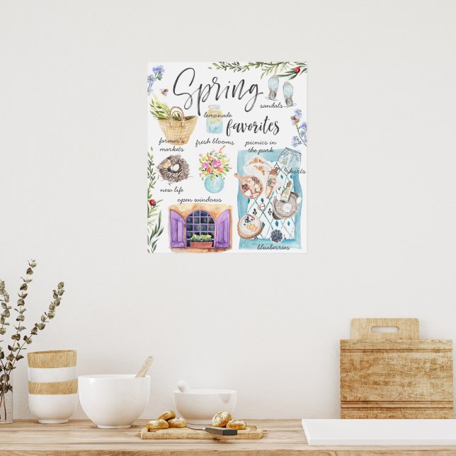 Trendy Spring Favorites | Aquarellbilder Poster (Küche)