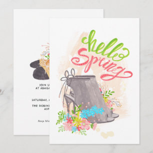 Trendy Spring Floral Shoe Birthday Einladung