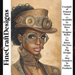 Trendy Steampunk Dark Skin Woman AD1Z Decoupage Seidenpapier