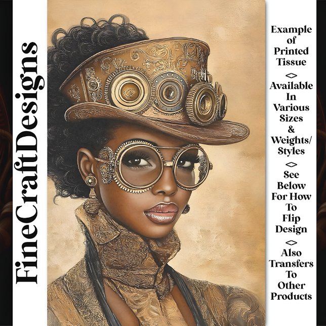 Trendy Steampunk Dark Skin Woman AD1Z Decoupage Seidenpapier (Von Creator hochgeladen)