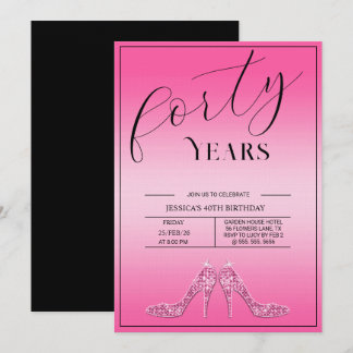 Trendy Stiletto's Modern Feminine 40th Birthday Einladung