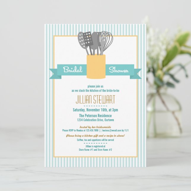 Trendy Stock the Kitchen Bridal Dusche Einladungen (Stehend Vorderseite)