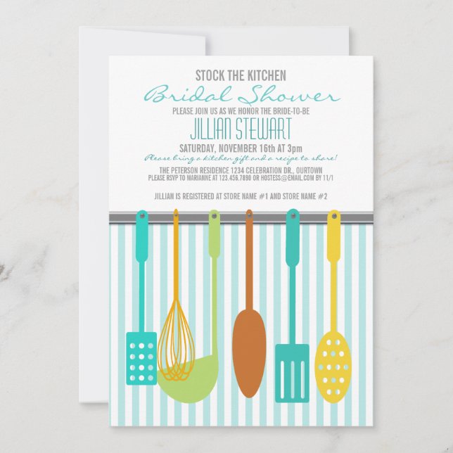 Trendy Stock the Kitchen Bridal Dusche Einladungen (Vorderseite)