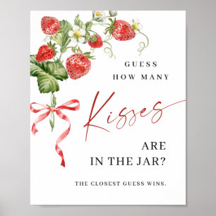 Trendy Strawberry Wie viele Kisses Brautparty Poster