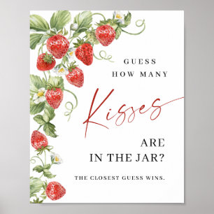 Trendy Strawberry Wie viele Kisses Brautparty Poster