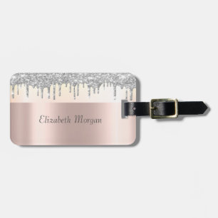 Trendy, Streifen Silber Glitter Tropfen, Roségold Gepäckanhänger