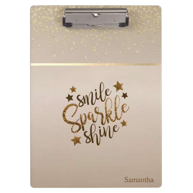 Trendy, Strip, Smile Sparkle Shine - Personalisier Klemmbrett (Vorderseite)