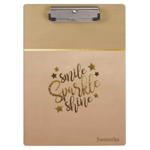 Trendy, Strip, Smile Sparkle Shine - Personalisier Klemmbrett