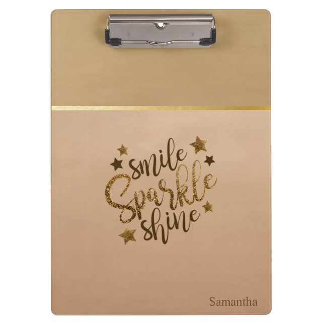 Trendy, Strip, Smile Sparkle Shine - Personalisier Klemmbrett (Vorderseite)