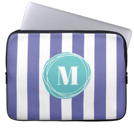Trendy Striped Monogram Laptopschutzhülle