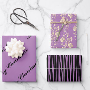 Trendy Stylische Lila Wrapping Paper Sheets Geschenkpapier Set