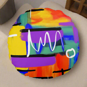Trendy Stylish Abstrakt Artwork Rainbow Rundes Kissen