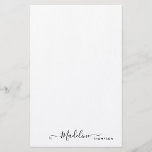 Trendy Stylish Black Script Typografy Stationery Briefpapier