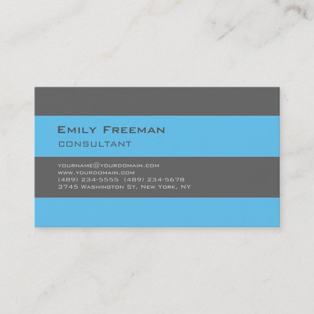 Trendy Stylish Blue Gray Beruflich Consultant Visitenkarte (Vorderseite)