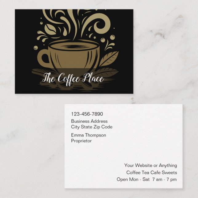 Trendy Stylish Coffee Shop Thema Neue Visitenkarte (Vorne/Hinten)