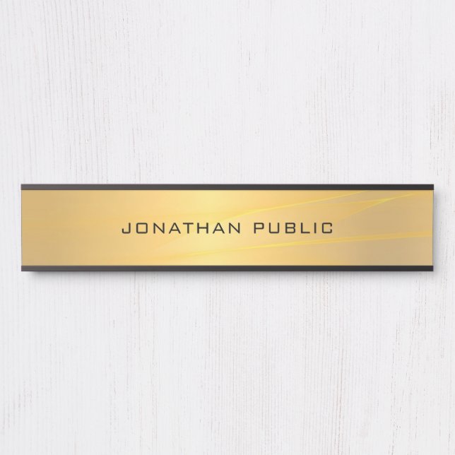 Trendy Stylish Glam Gold Moderne einfache Vorlage Türschild (Vorderseite )