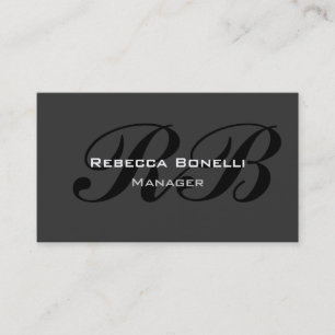 Trendy Stylish Gray Black Monogram Business Card Visitenkarte