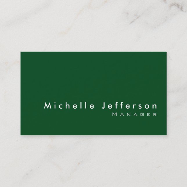 Trendy Stylish Green Chic Business Card Visitenkarte (Vorderseite)