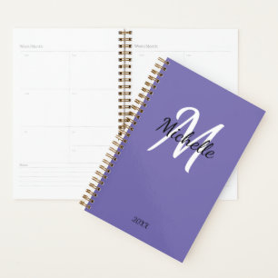 Trendy Stylish Lila Monogram Name + Initial Planer
