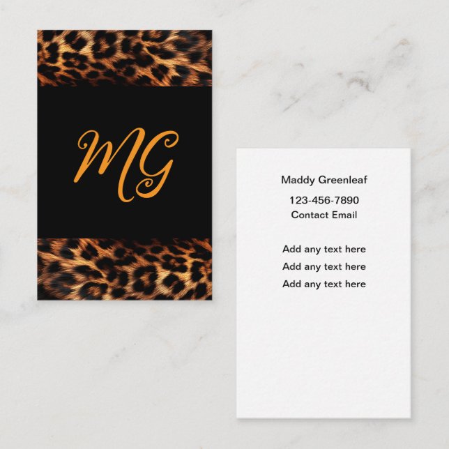 Trendy Stylish Modern Ladies Monogram  Visitenkarte (Vorne/Hinten)