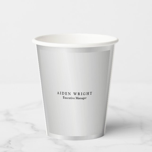 Trendy Stylish Modern Minimalistisch Silver Gray Pappbecher (Vorderseite)