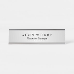 Trendy Stylish Modern Minimalistisch Silver Gray Schreibtischnamensplakette