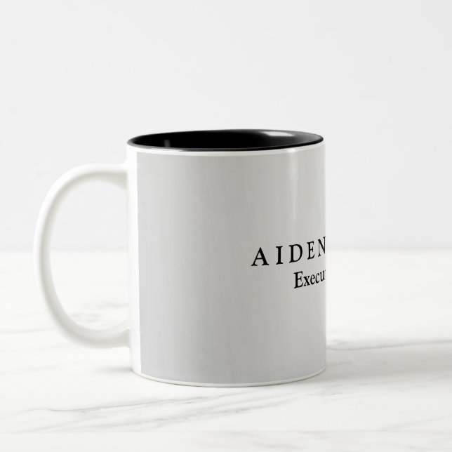 Trendy Stylish Modern Minimalistisch Silver Gray Zweifarbige Tasse (Links)