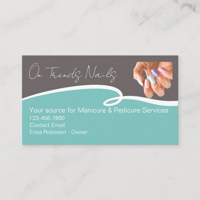 Trendy Stylish Nail Tech Manicure Visitenkarte (Vorderseite)