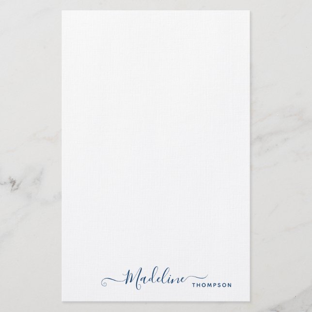 Trendy Stylish Navy Blue Script Typografie Briefpapier (Vorderseite)