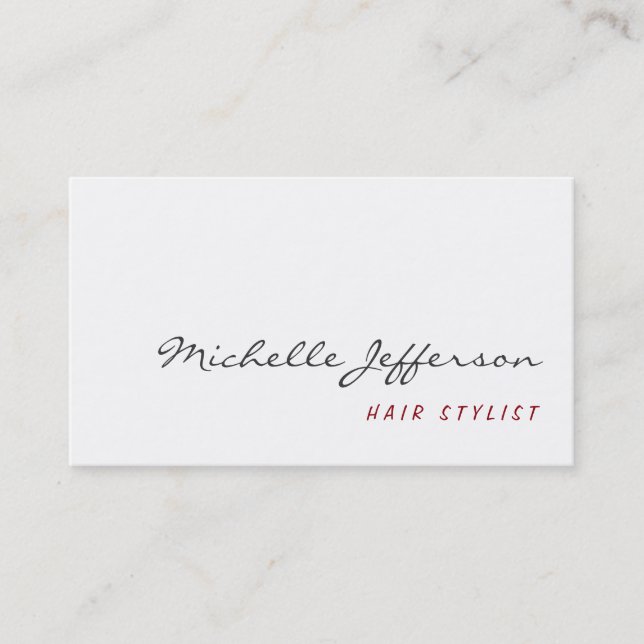 Trendy Stylish Niedlich Script White Business Card Visitenkarte (Vorderseite)