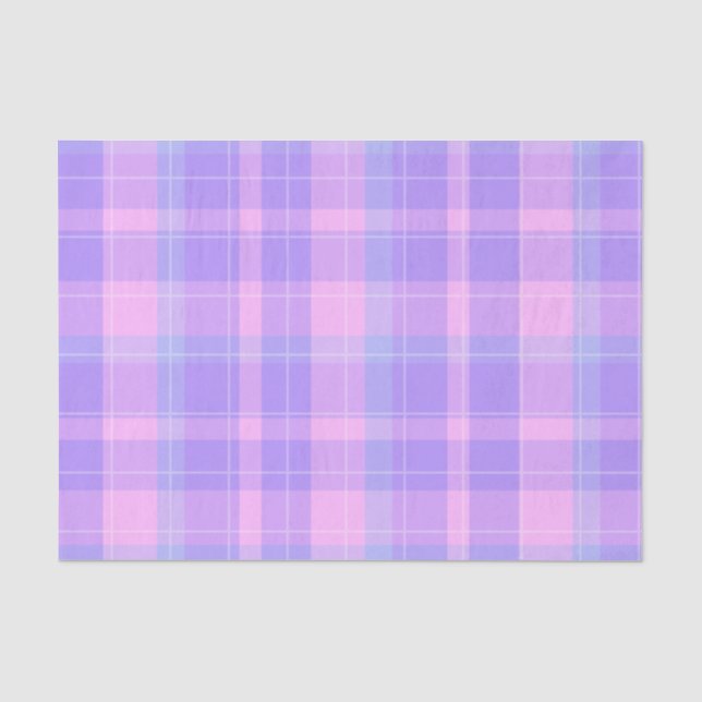 Trendy Stylish Pastel Pink Lila Kariert Seidenpapier (Vorderseite)