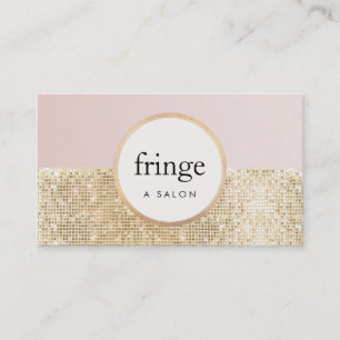 Trendy Stylish Pink and Gold Sequin Beauty Salon Visitenkarte