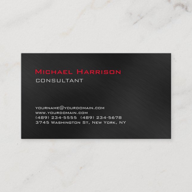 Trendy Stylish Red Black Gray Consultant Visitenkarte (Vorderseite)