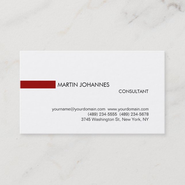 Trendy Stylish Red Schwarz-weiß Business Card Visitenkarte (Vorderseite)