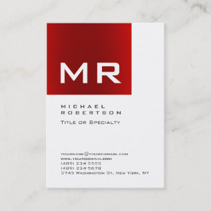 Trendy Stylish Red White Monogram Business Card Visitenkarte
