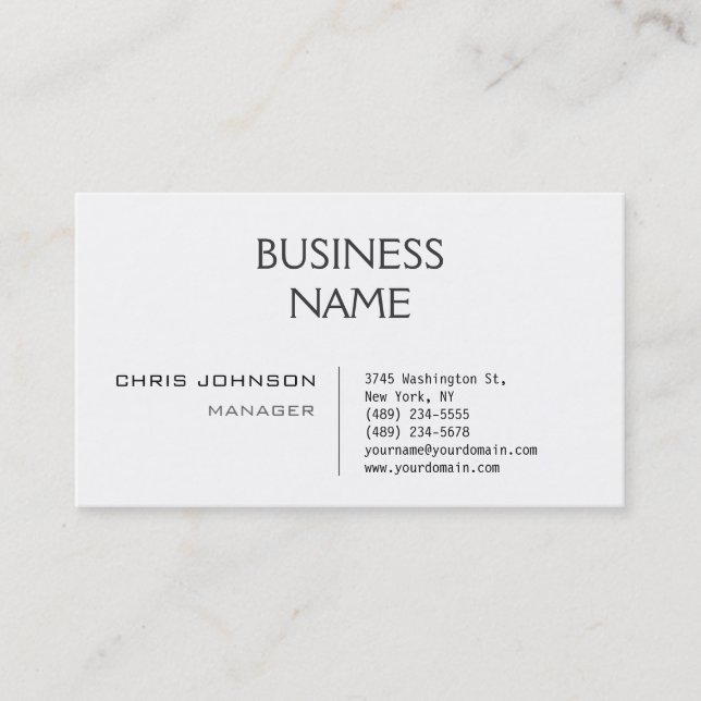 Trendy Stylish Schwarz-weiß Manager Business Card Visitenkarte (Vorderseite)