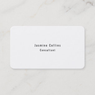 Trendy Stylish Simple Schlicht White Minimalistisc Visitenkarte