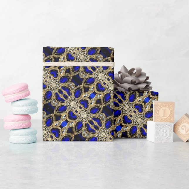 Trendy Stylish Türkise Gold Silver Sapphire Blue Geschenkpapier (Babyparty)