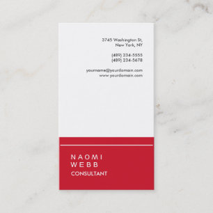 Trendy Stylish White Red Consultant Creative Visitenkarte