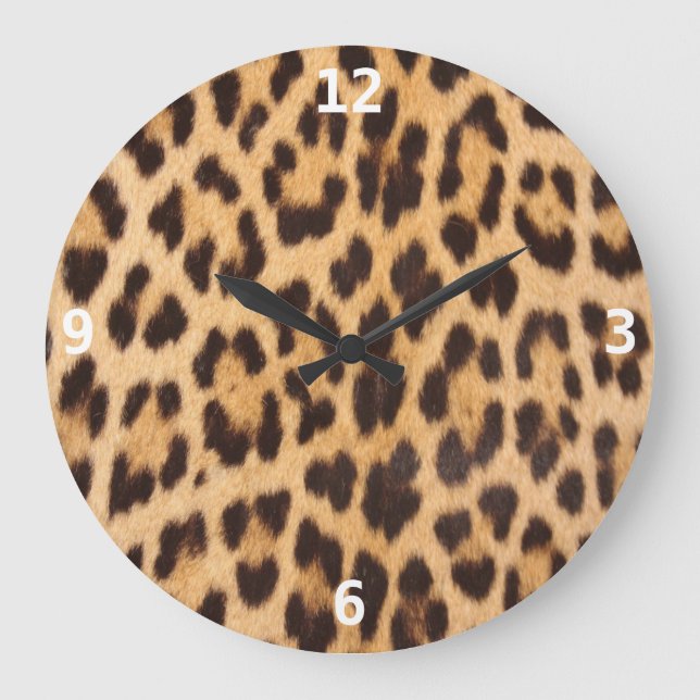 trendy stylish wild safari leopard print große wanduhr (Vorderseite)