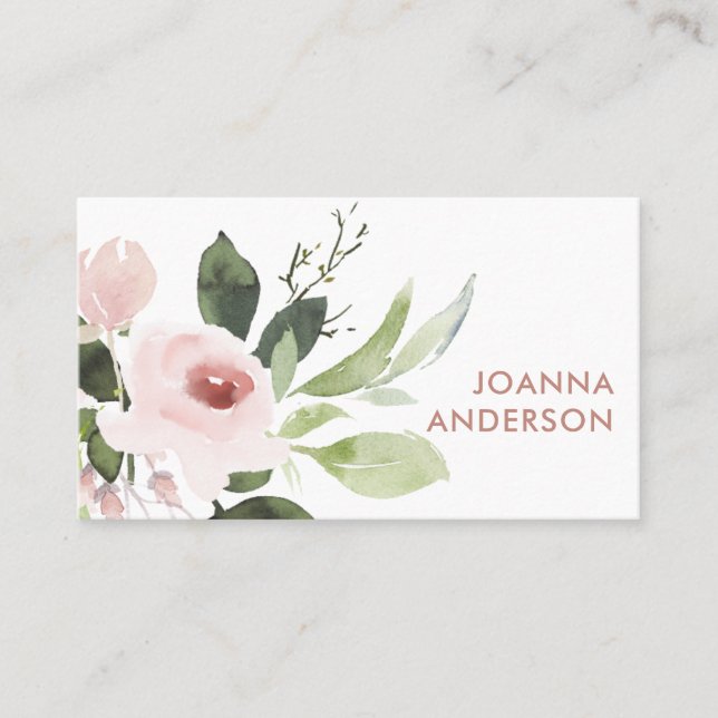 TRENDY SUBTLE FARBWASH BLUSH PINK FLORAL BUNCH VISITENKARTE (Vorderseite)