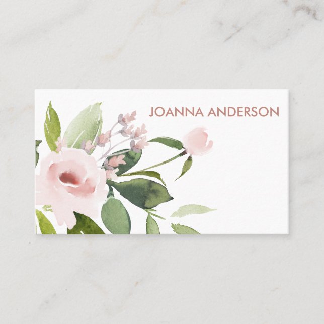 TRENDY SUBTLE FARBWASH BLUSH PINK FLORAL BUNCH VISITENKARTE (Vorderseite)